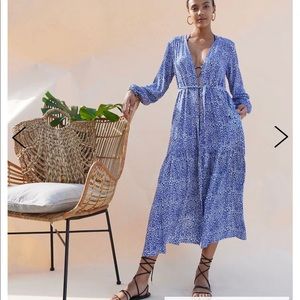 Lemlem leopard print blue dress size small